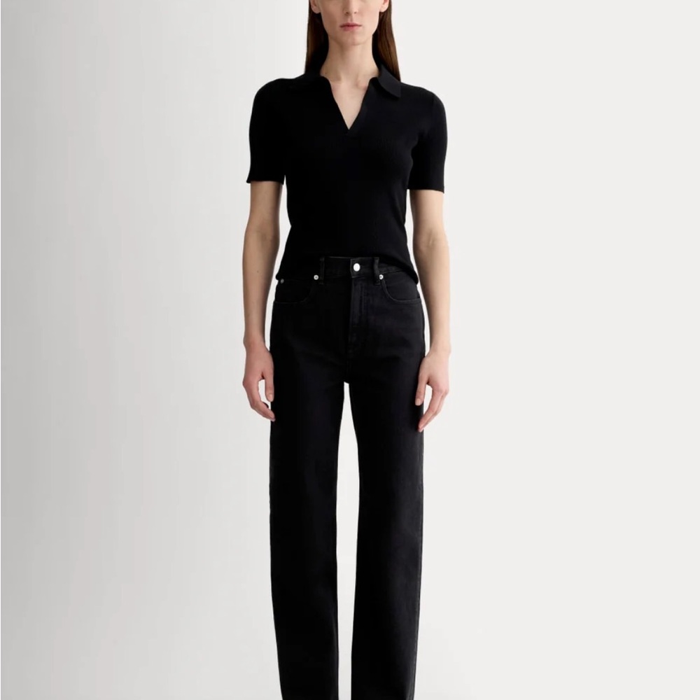 Everlane The Way High -Black High Rise Straight Leg Jeans - Picture 2 of 8